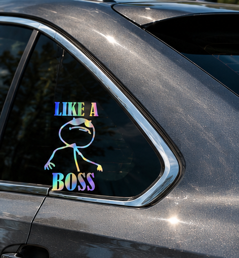 Like A Boss Funny Vinyl Car Decal | Waterproof Window & Bumper Sticker