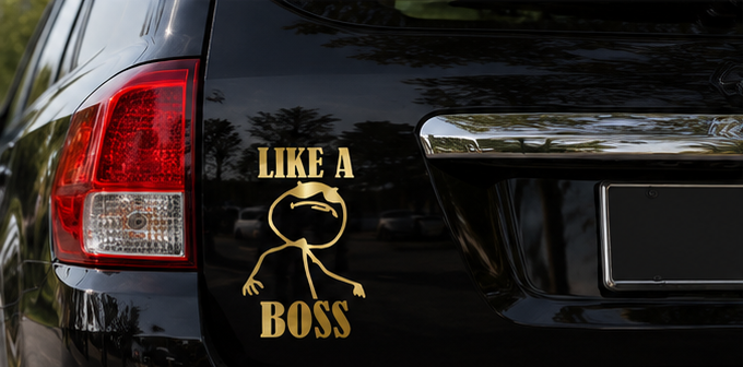Like A Boss Funny Vinyl Car Decal | Waterproof Window & Bumper Sticker