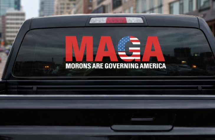 MAGA “Morons Are Governing America” Car Decal