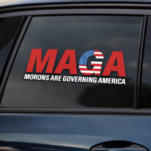 MAGA “Morons Are Governing America” Car Decal
