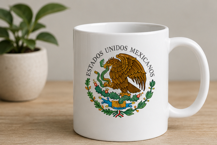 Estados Unidos Mexicanos Eagle Crest 12oz Ceramic Mug – Mexican Heritage Coffee Cup
