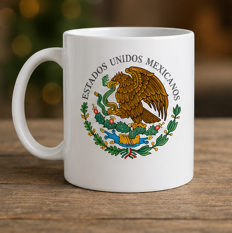 Estados Unidos Mexicanos Eagle Crest 12oz Ceramic Mug – Mexican Heritage Coffee Cup