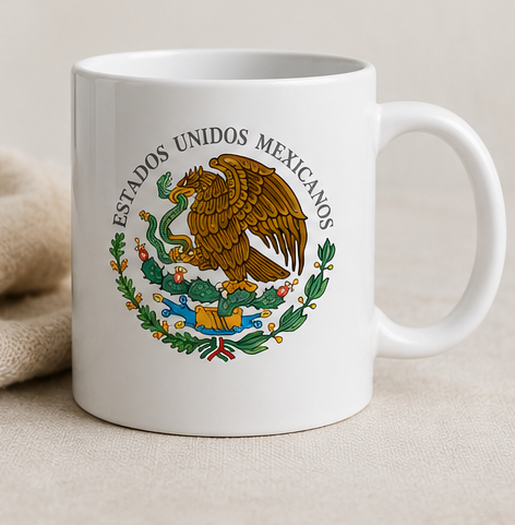 Estados Unidos Mexicanos Eagle Crest 12oz Ceramic Mug – Mexican Heritage Coffee Cup