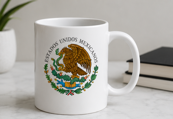 Estados Unidos Mexicanos Eagle Crest 12oz Ceramic Mug – Mexican Heritage Coffee Cup
