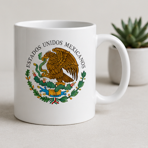 Estados Unidos Mexicanos Eagle Crest 12oz Ceramic Mug – Mexican Heritage Coffee Cup