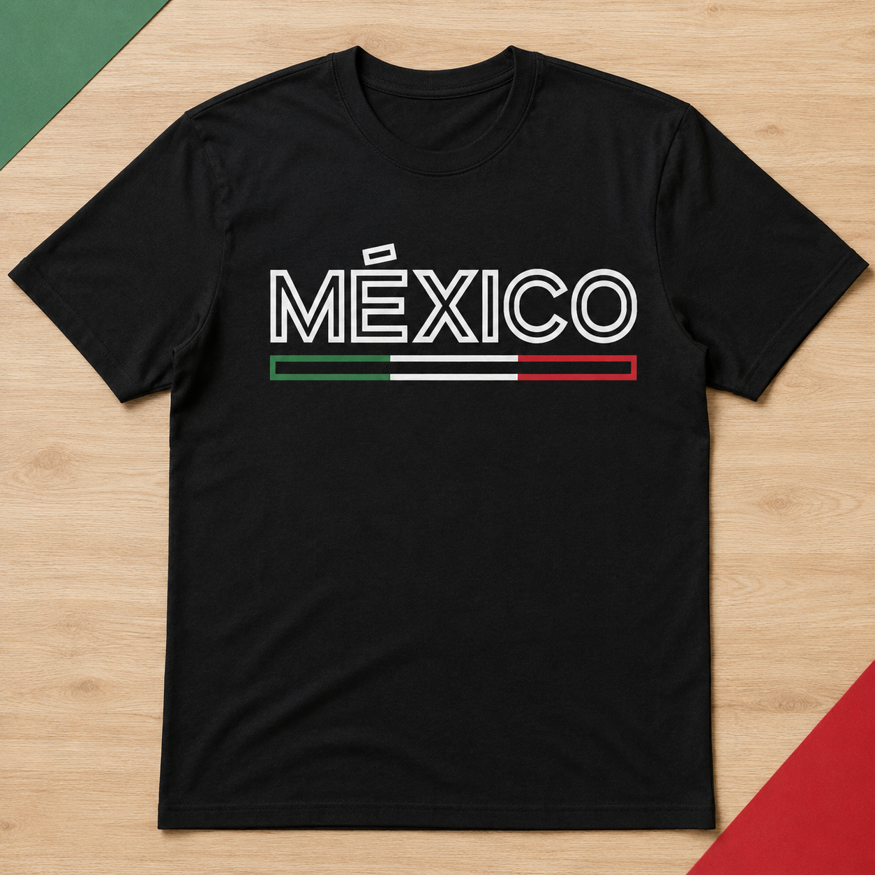 México Tricolor Outline T-Shirt – Unisex Mexico Pride Tee