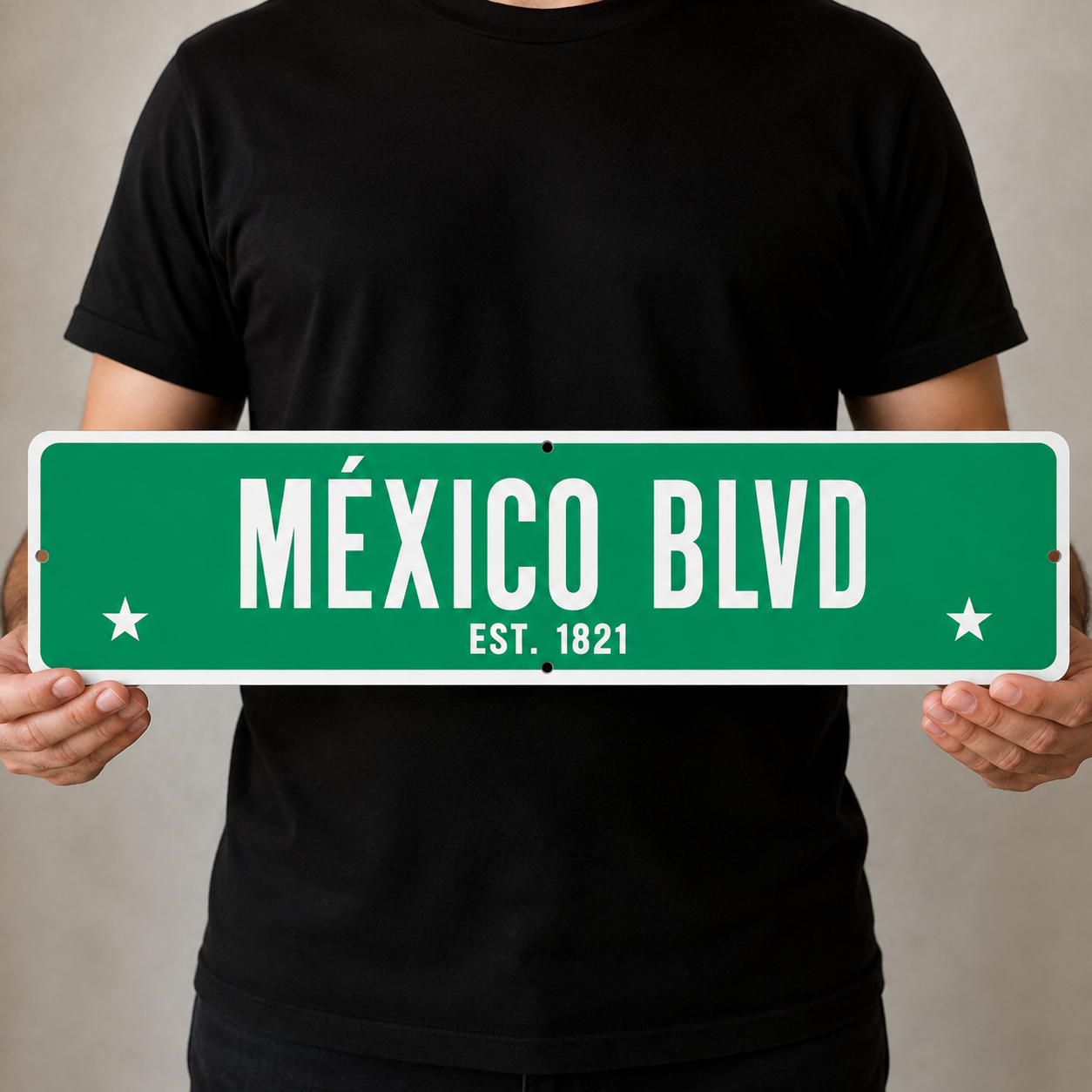 México Blvd Est. 1821 Aluminum Street Sign