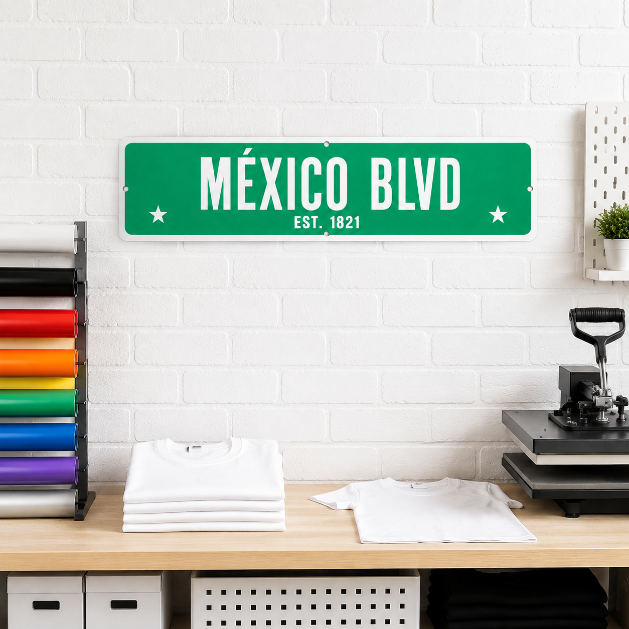 México Blvd Est. 1821 Aluminum Street Sign