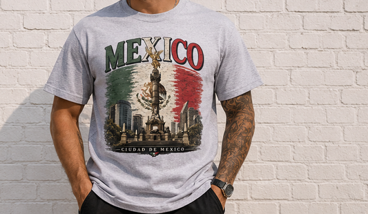 Vintage Mexico Angel de la Independencia T-Shirt | Ciudad de México Mexican Flag Graphic Tee