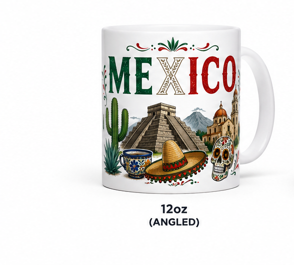 Mexico Ceramic Coffee Mug | Mexican Culture Mug | 12oz & 15oz