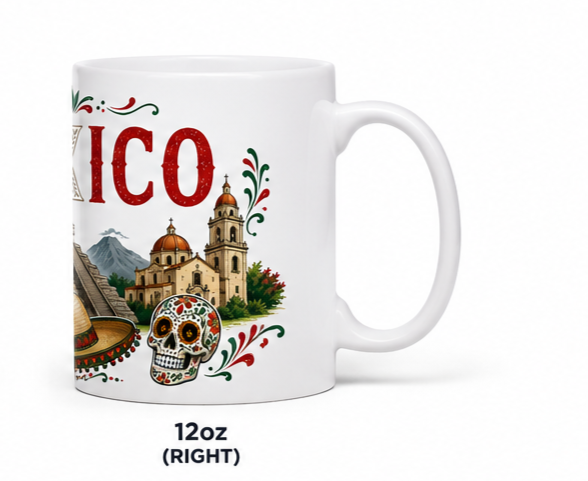 Mexico Ceramic Coffee Mug | Mexican Culture Mug | 12oz & 15oz