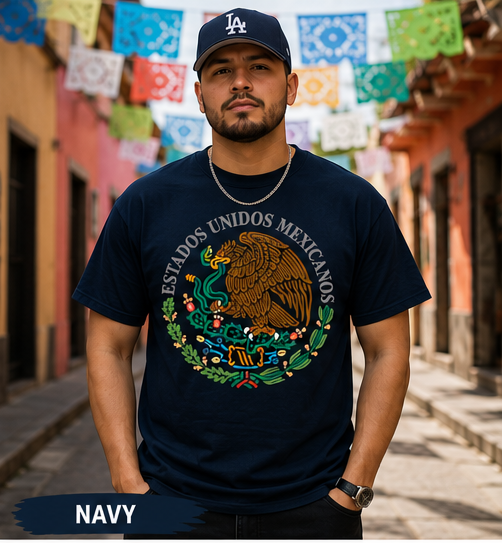 Estados Unidos Mexicanos Eagle Heritage T-Shirt | Mexico Coat of Arms Graphic Tee