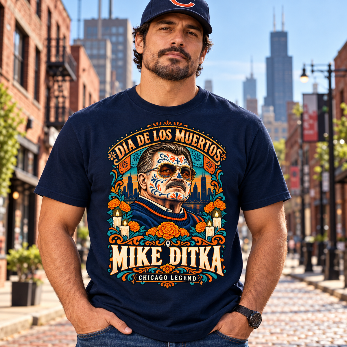 Día de los Muertos Mike Ditka Chicago Legend T-Shirt