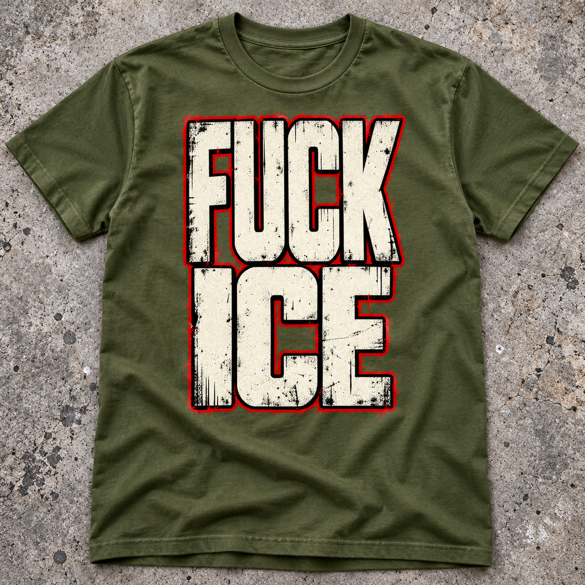 Fuck ICE Distressed Graphic T-Shirt
