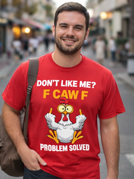 "Don't Like Me F CAW F Problem Solved" Chicken Design T-Shirt