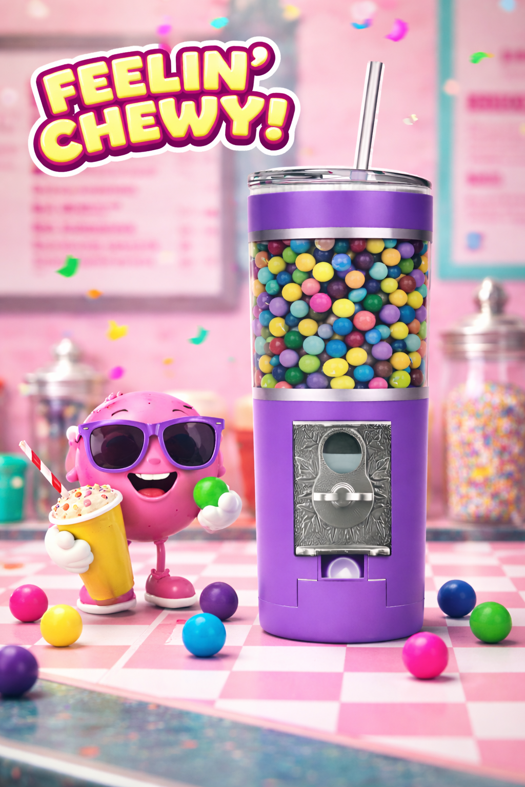 Gumball Retro Candy Machine 20oz Skinny Tumbler