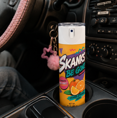 Skanks Be Gone™ 20oz Skinny Tumbler – Retro Citrus Fresh Vibes Cup