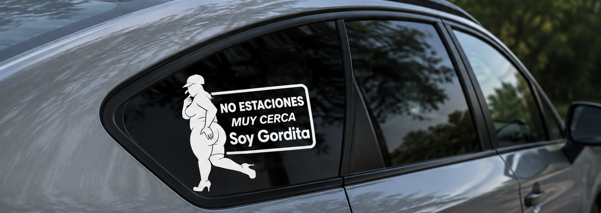 Divertidas calcomanías de texto para autos - "No te estaciones tan cerca, estoy gordo/gordita", accesorios exteriores automotrices resistentes a la intemperie para todos los coches