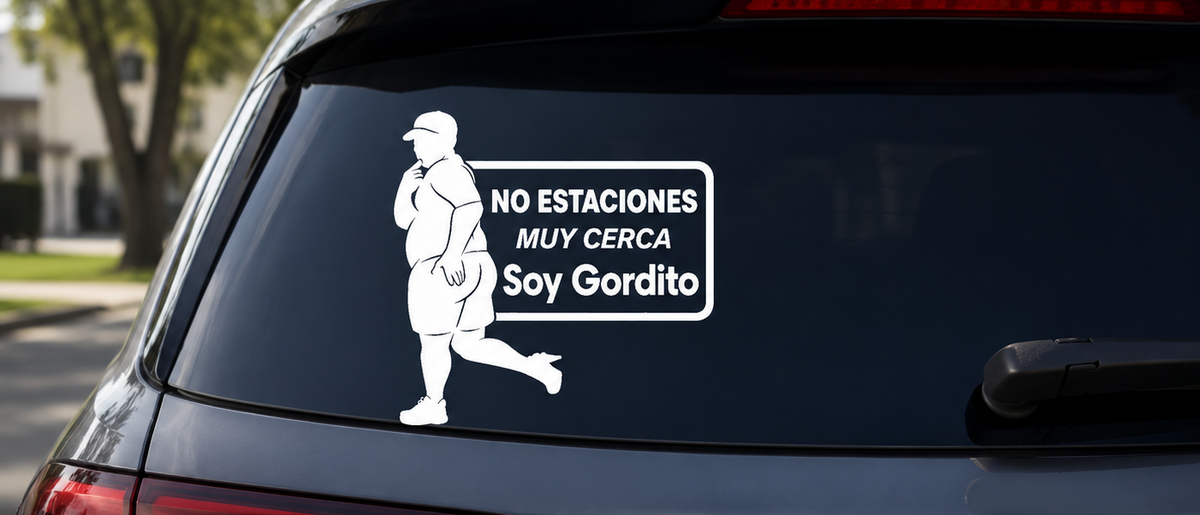 Divertidas calcomanías de texto para autos - "No te estaciones tan cerca, estoy gordo/gordita", accesorios exteriores automotrices resistentes a la intemperie para todos los coches
