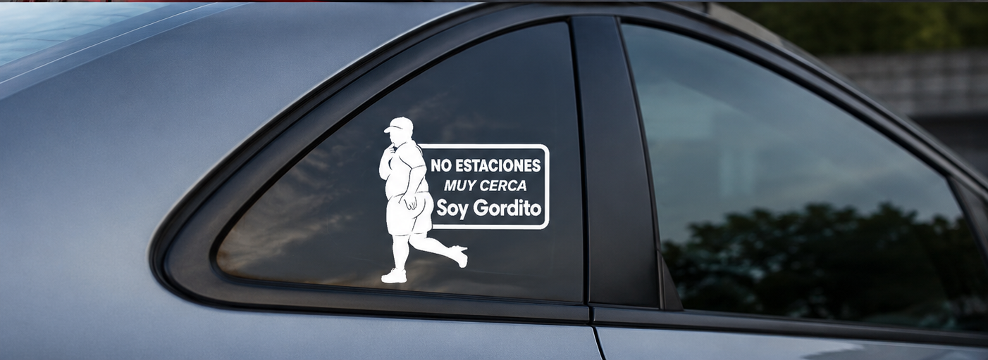 Divertidas calcomanías de texto para autos - "No te estaciones tan cerca, estoy gordo/gordita", accesorios exteriores automotrices resistentes a la intemperie para todos los coches