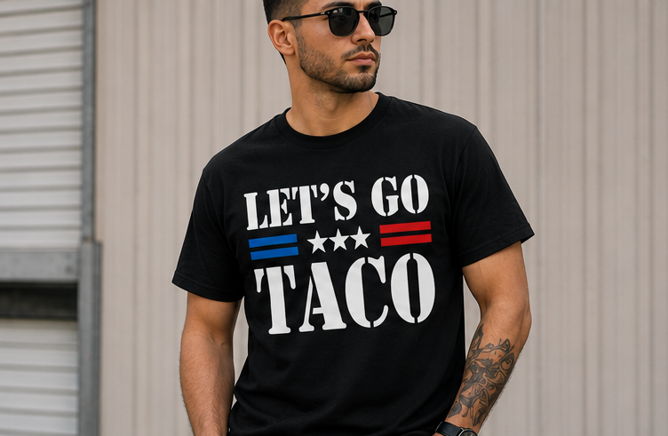 Let's Go Taco Patriotic Funny T-Shirt | Fiesta Graphic Tee | Mexican Food Lover Gift