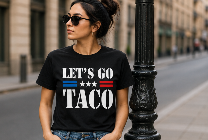 Let's Go Taco Patriotic Funny T-Shirt | Fiesta Graphic Tee | Mexican Food Lover Gift