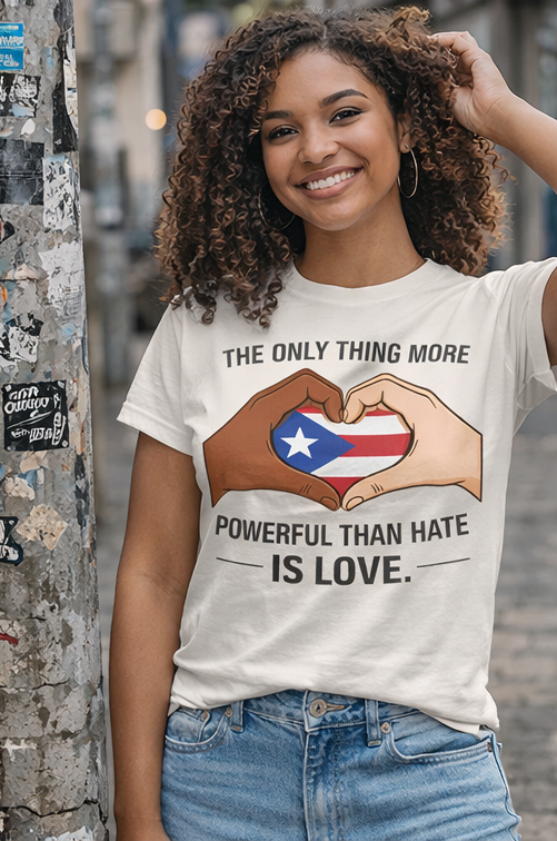 "The Only Thing More Powerful Than Hate Is Love" Inspirational Pride Tee