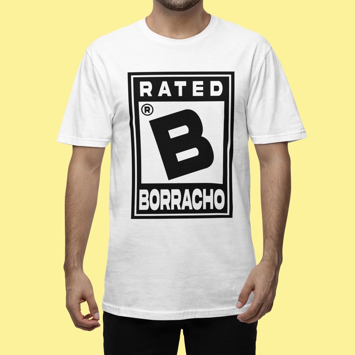 Men's Casual Soft Cotton Short-Sleeve Round Neck Graphic T-Shirt - Classic Retro Relaxed Fit Breathable Menswear Summer Top with B For Borracho Letter Print
