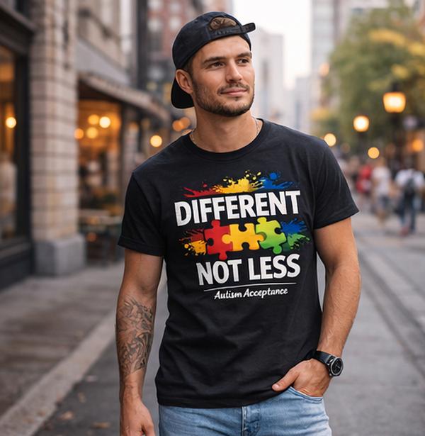 Men's Cotton Autism Acceptance Short-Sleeve T-Shirt - Round Neck, Breathable, Puzzle Piece Sublimation Print, Casual Streetwear Shirt, Soft Menswear Clothes for 1-12 Month School Wear