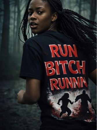 Men S Soft Short Sleeve Round Neck Top Casual Halloween Streetwear Funny Horror Movie Parody Run Graphic Menswear T Shirt