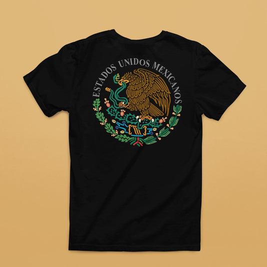 Men S Short Sleeve Cotton T Shirt Breathable Eco Friendly Streetwear Top With Vibrant Mexican Heritage Graphic States Unidos Mexicanos Eagle Emblem Classic Black For Cultural Pride Menswear Essential Shortsleeve Tshirt