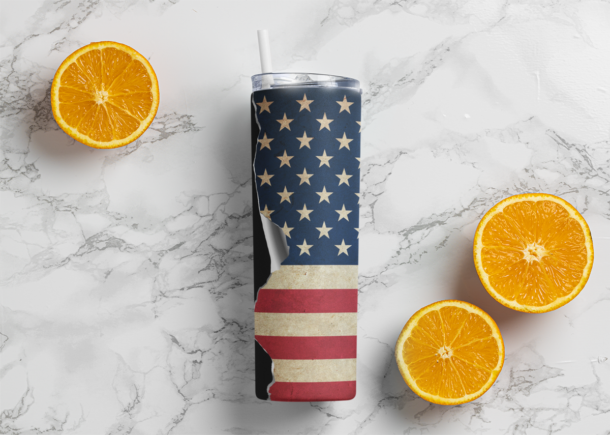 Daddy • The Man • The Myth • The Legend – American Flag 20oz Skinny Tumbler