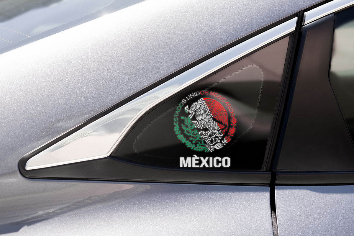 Mexico Tri-Color Permanent Car Decal, 1-2 Pack.