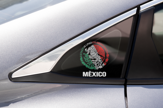 Mexico Tri-Color Permanent Car Decal, 1-2 Pack.