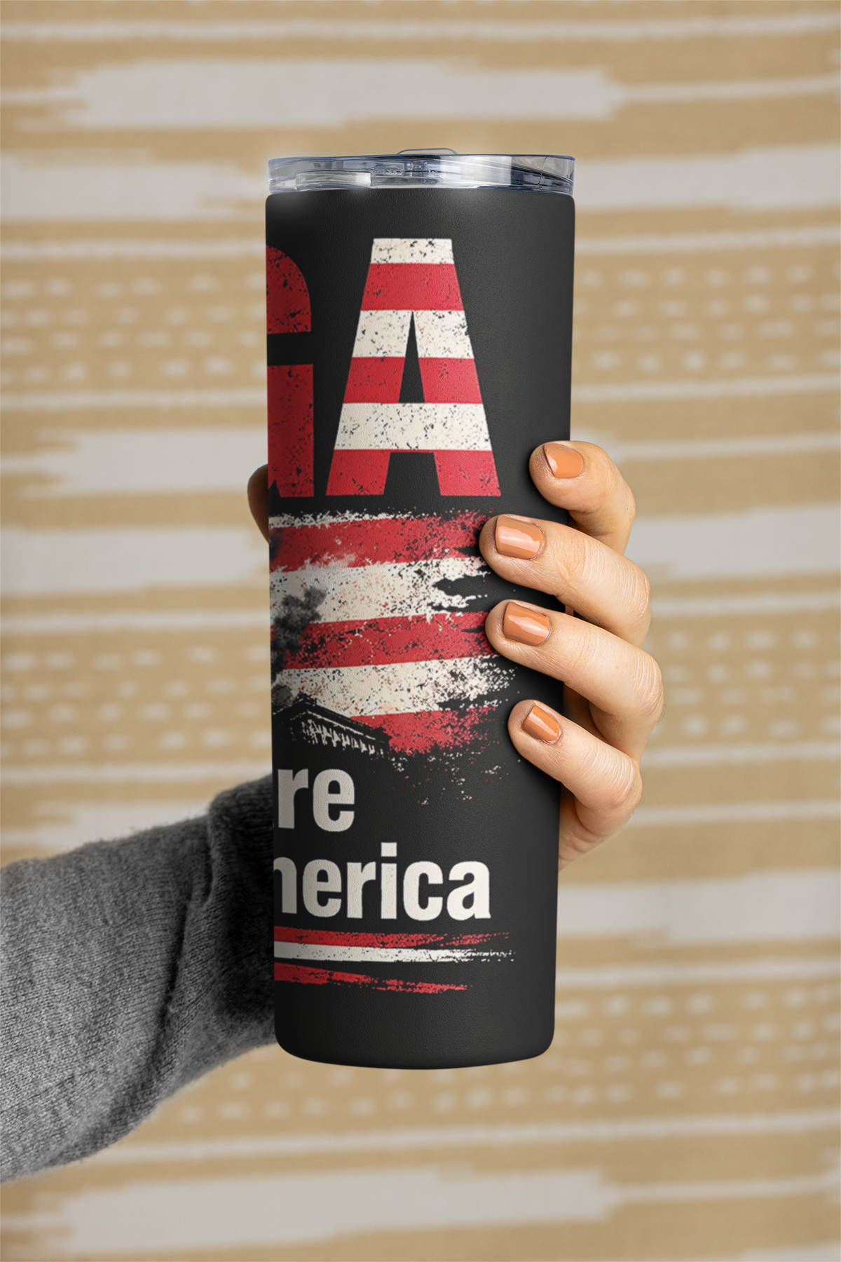 20oz Portable Skinny Printed MAGA Parody Stainless Steel Insulated Tumbler, Reusable Glossy Water Bottle with Lid and Straw, Funny Political Gift - "Morons Are Governing America"
